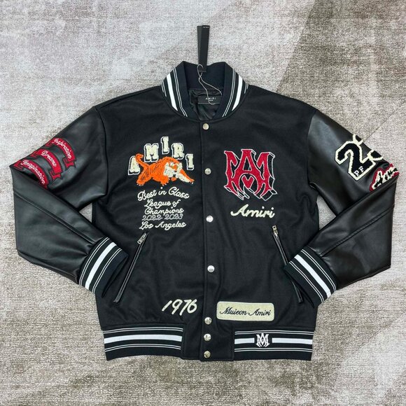 Amiri Cupid 💘 black and white baseball jacket - Picture 1 of 9